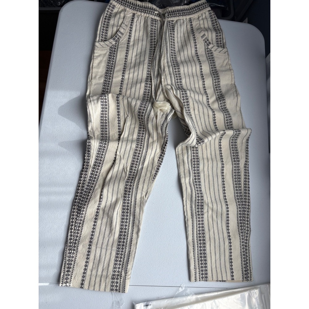 Anthropologie Women's‎ Essential Beach Pants Beige Black Small